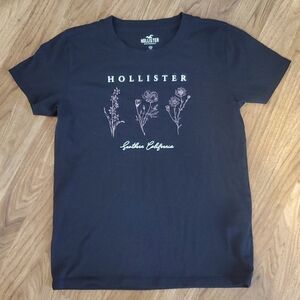 Hollister Southern California Short Sleeve T Shirt Black Wild Flowers Size XS